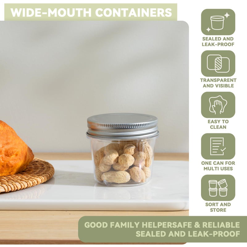 novelinks 4 oz Clear Plastic Jars with Screw-On Lids â€“ Reusable Round Containers for Slime, Food, Spices, Crafts & Kitchen Organization â€“ BPA-Free Storage Jars, 20 Pack - Image 5